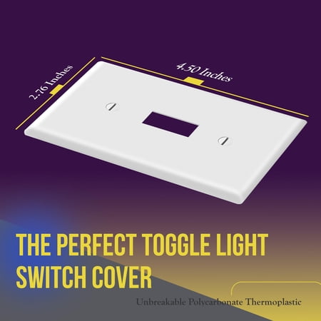 ENERLITES Light Switch Cover Plate, Toggle Wall Plate Cover, Size 1-Gang 4.50 x 2.76, Unbreakable Polycarbonate Thermoplastic, 8811-W-10PCS, White (10 Pack)