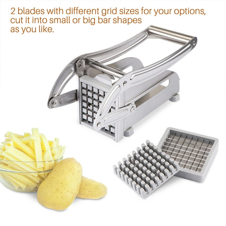 Stainless Steel Potato Slicer Potato Cutter with No-Slip Base & 2 Blades  for Potato Vegetable Radish Cucumber Onion 