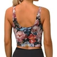 thumbnail image 3 of Fotbe Rose Flowers Pattern Womens' Sports Bra Longline Wirefree Padded with Medium Support Sports Moisture-Wicking Workou Vest,Tank Top-Small, 3 of 9