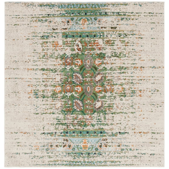 SAFAVIEH Monaco Annabelle Oriental Area Rug, Green/Ivory, 6'7" x 6'7" Square