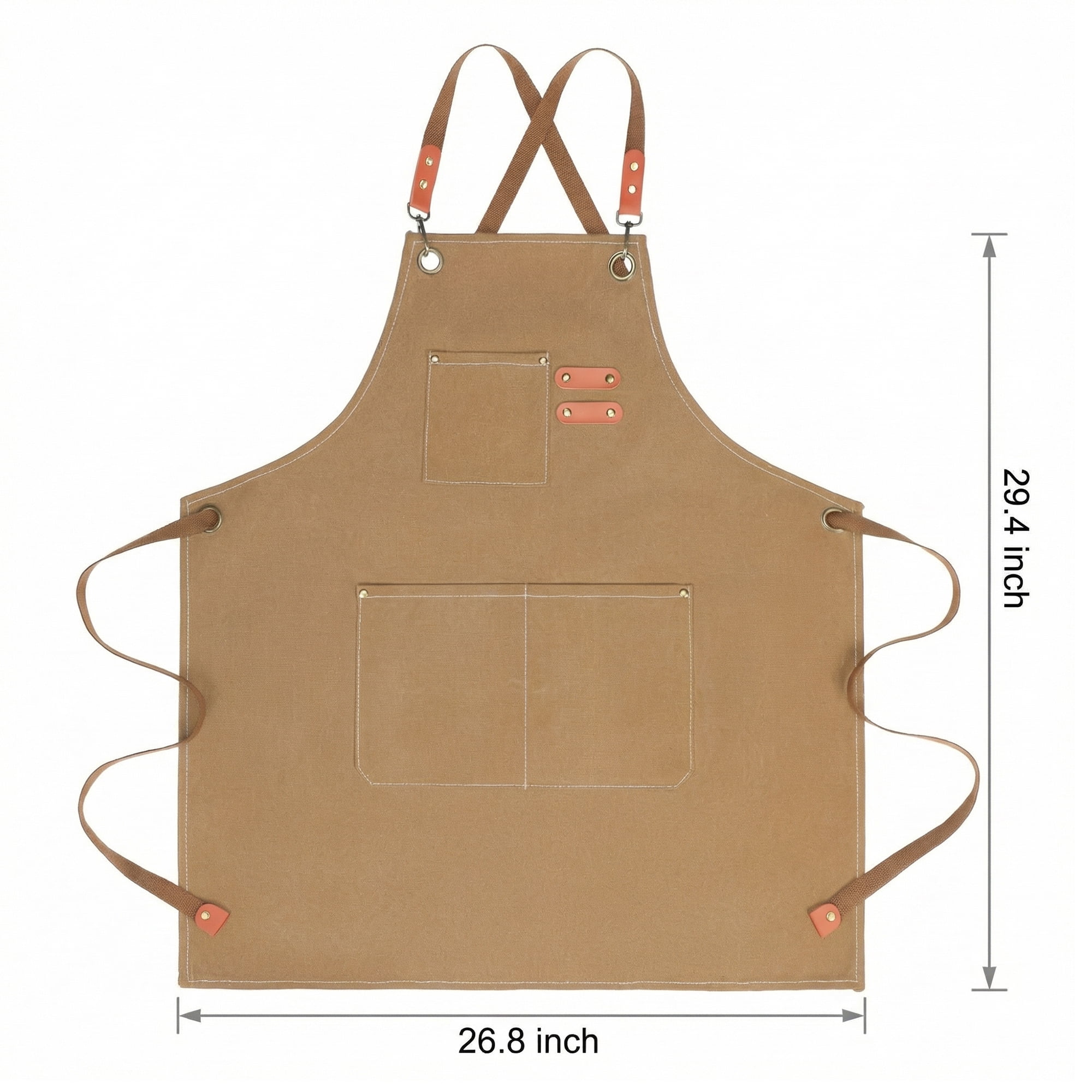 Unique Bargains Adjustable Long Waist Kitchen Apron with Pockets for People Brown