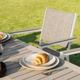 thumbnail image 3 of Nuu Garden 7-Piece Patio Furniture Set, Outdoor Dining Faux Wood Table Top Textilene Dining Set with Umbrella Hole, 6 Chairs and 1 Table, light brown and gray, 3 of 10