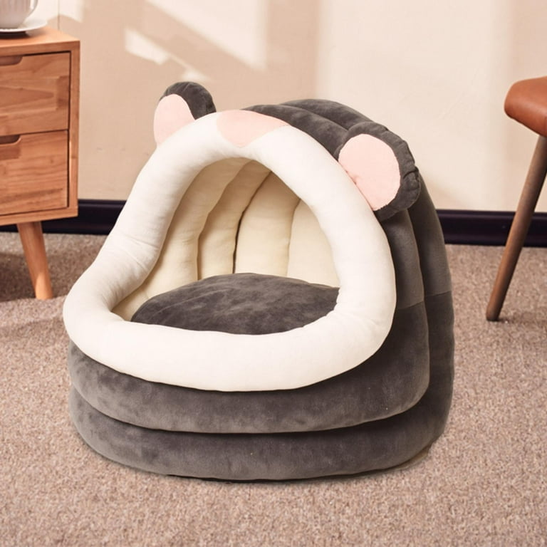 Cute Cat Bed for Indoor Semi Enclosed for Kitten Cats or Small Dogs Gray Walmart