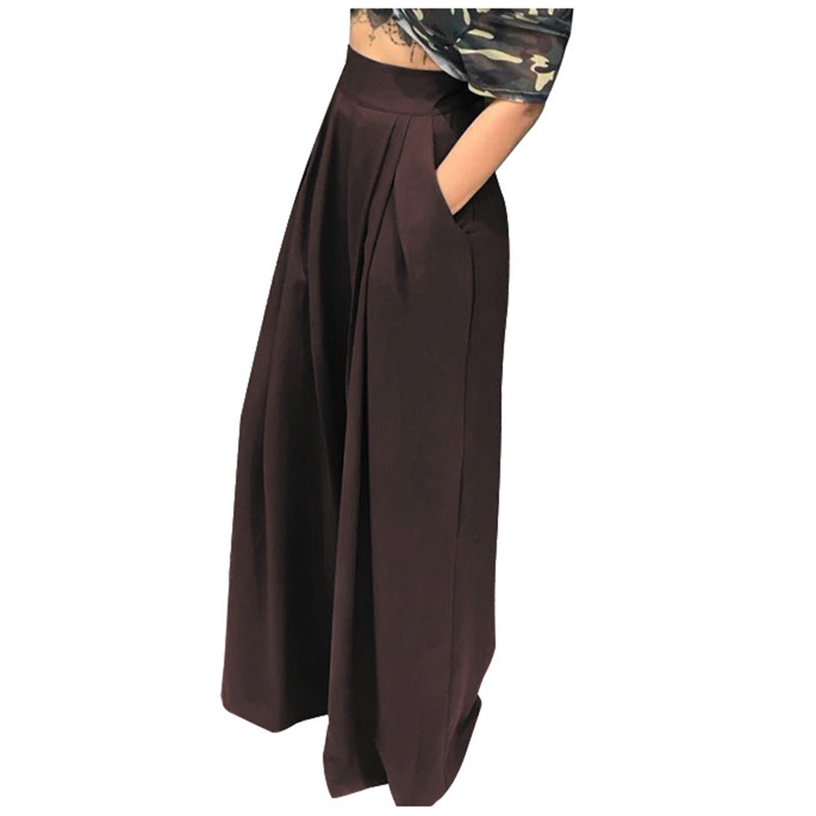 Pantalon Palazzo Femme QIANXIZHAN - Style Boho - 95% Polyester, 5% élasthanne - Taille élastique