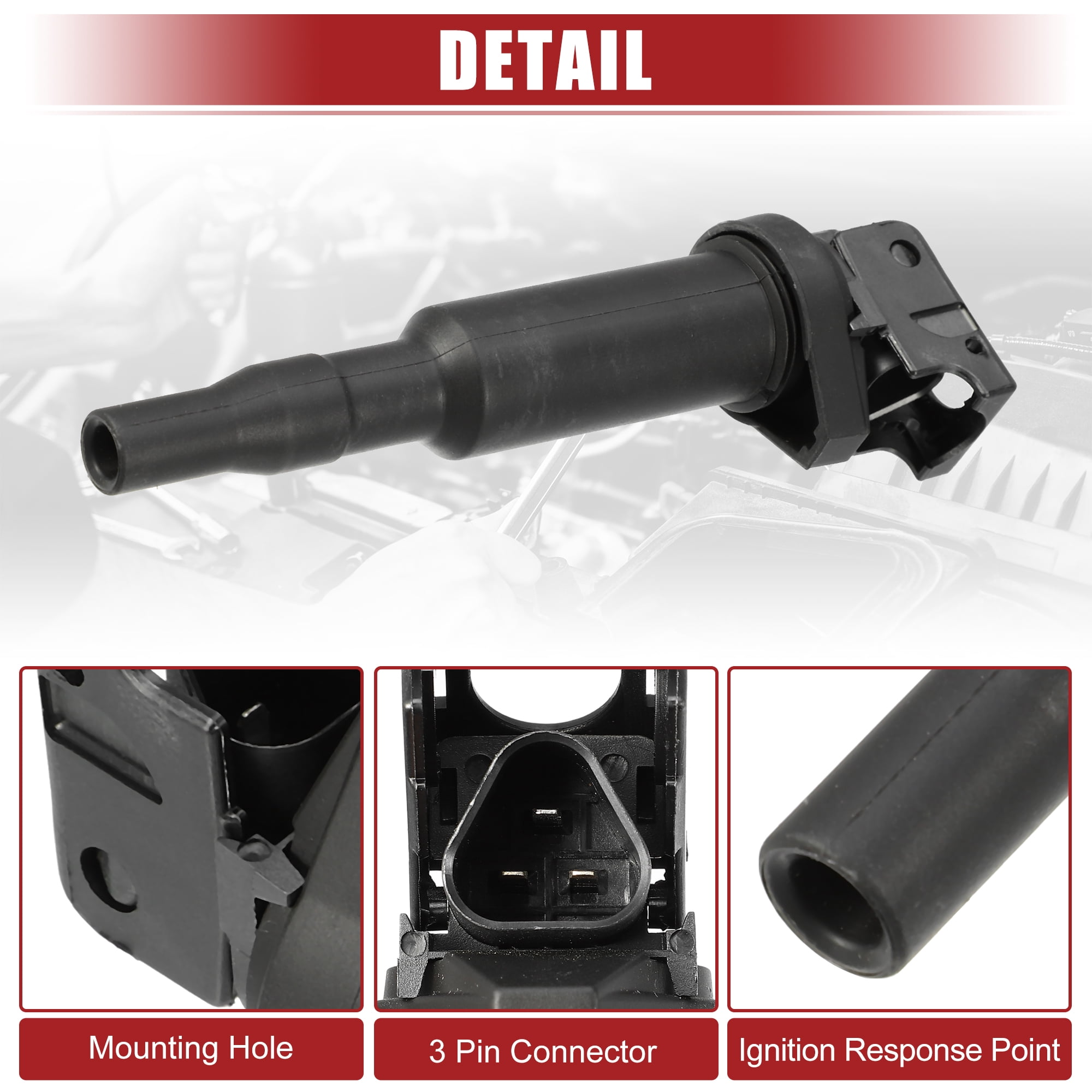 Unique Bargains 4 Pcs Automotive Ignition Coil Pack Replacement Fit for BMW 128i 2008-2013 Black