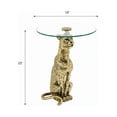 thumbnail image 3 of Leopard Side Table with Glass Top | Decorative Sculptural End Table | Aluminum Base | Gold Accent Table for Living Room | 18x18x23", 3 of 8