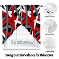 thumbnail image 3 of Swag Curtain Valances Red Stripes Swag Valances for Kitchen Windows Black Grey Lines Art Short Topper Curtains Valance Tier Pair for Kitchen Bedroom Living Room Bathroom 28"x36", 3 of 8
