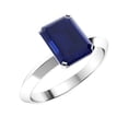 thumbnail image 2 of Solitaire 1.5 Ctw Radiant Cut Blue Sapphire 925 Sterling Silver Thin Shank Ring, 2 of 3