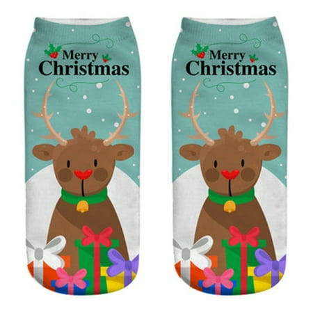 

Alueeu Comfortable Christmas Cotton Sock Slippers Short Print Ankle Socks Socks