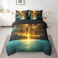 thumbnail image 2 of Homewish Boys Girls Orange Lightning Bedding Comforter Set 7-Piece,Abstract Gradient King Bedding Sets,Natural Disaster Ultra Soft Bed Sheets,Microfiber Bedroom Decor,Reversible, 2 of 8