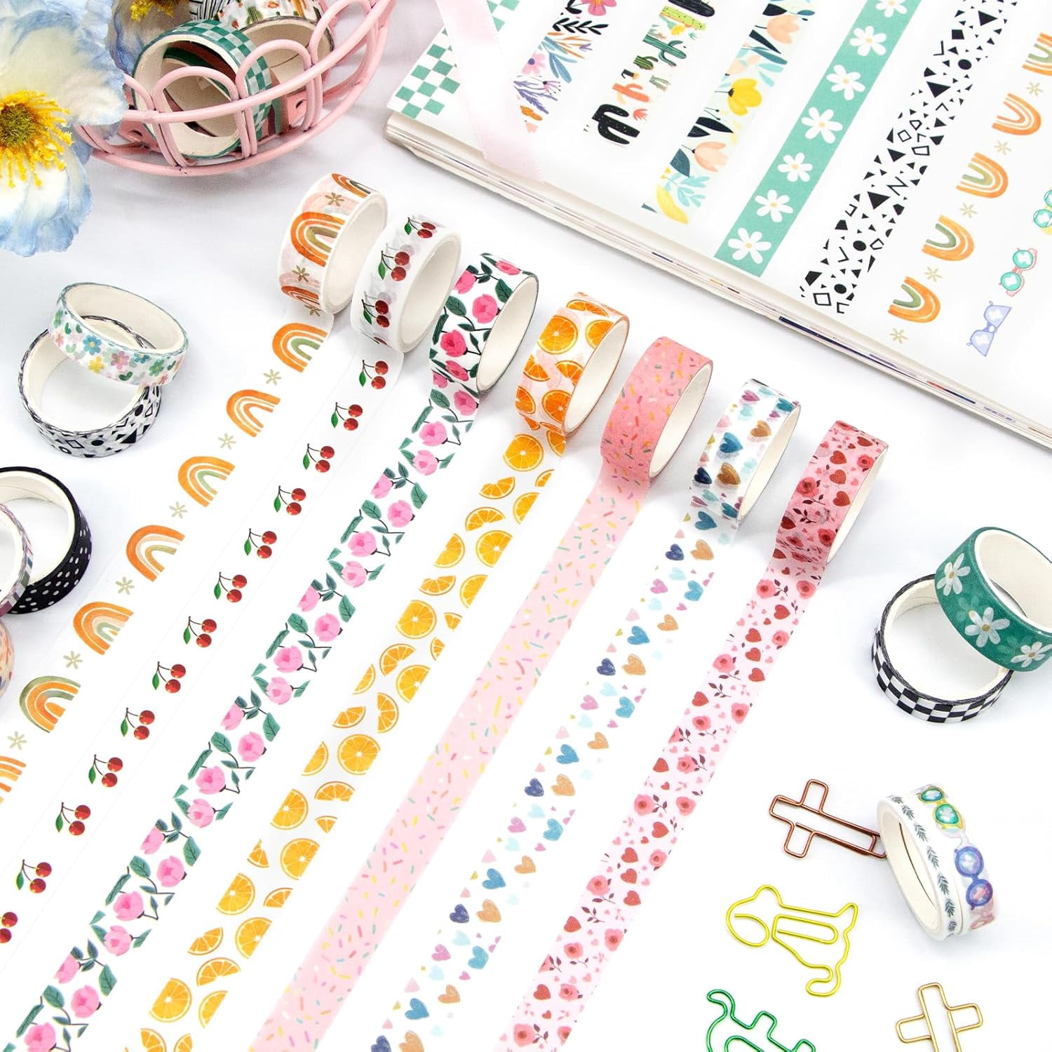 Holiday Washi Tape Set - Decorative Tape Seasonal Bohemian Colored Tape for Journaling Supplies, Scrapbooking Supplies kit