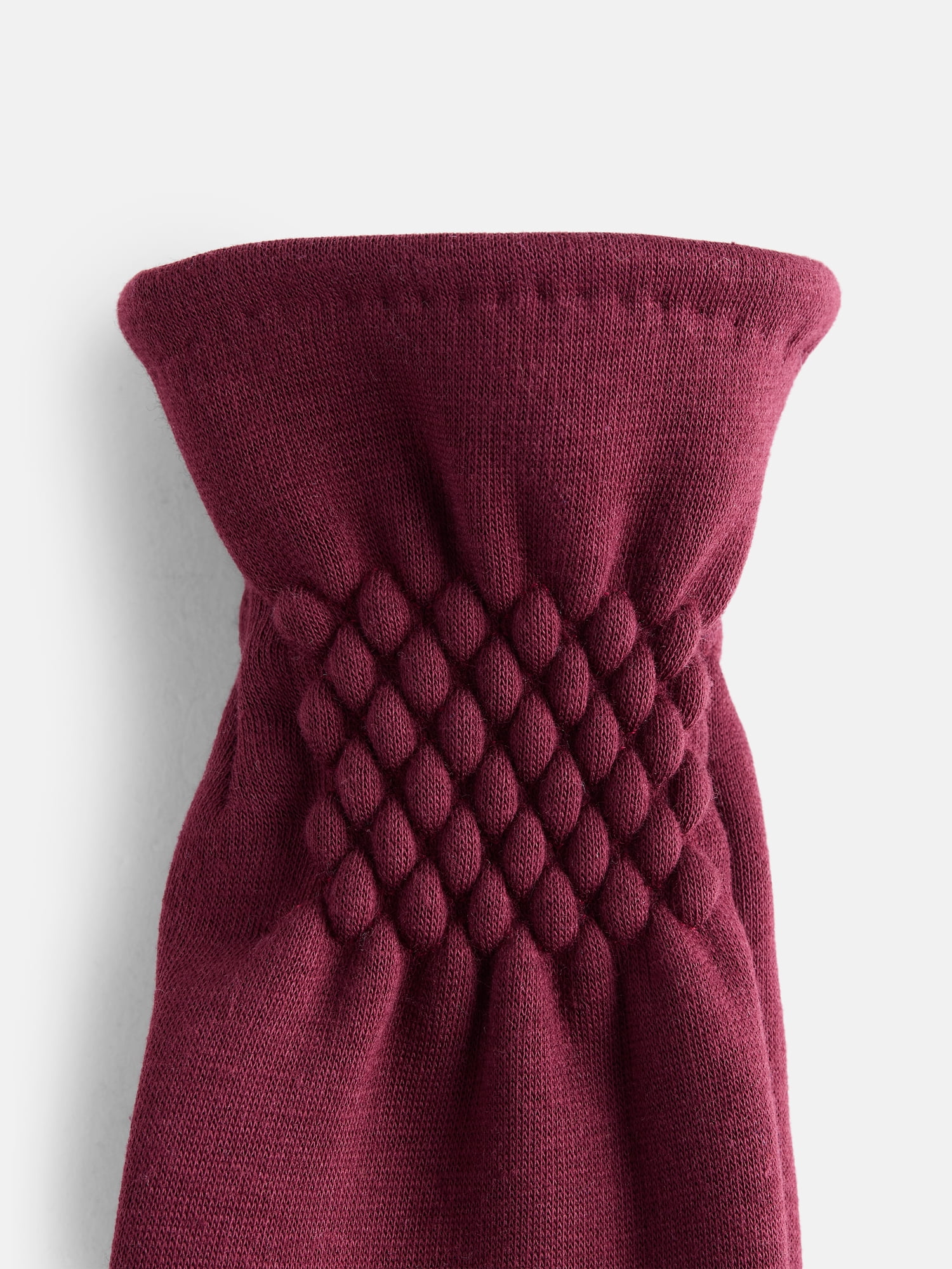 Time and Tru Women's Knit Gloves with Quilted Cuffs, Bold Burgundy, One Size