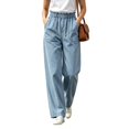 thumbnail image 5 of Jeans for Women, Elastic Waist Straight&nbsp;Leg Jeans with Side Pockets, Soft Stretchy Denim Pants for Dressy Casual Wear, Teacher Outfits | VerBelle,Light Blue 2XL, 5 of 9