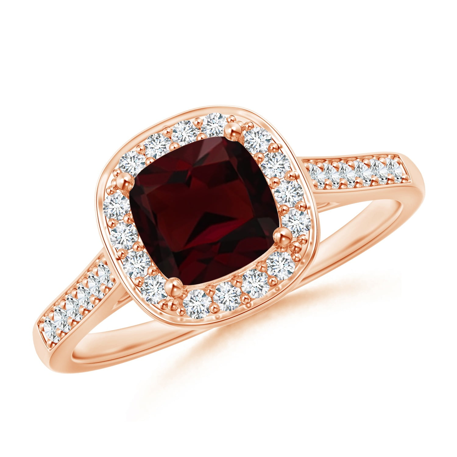 Angara - Valentine Jewelry Gift - Classic Cushion Garnet Ring with