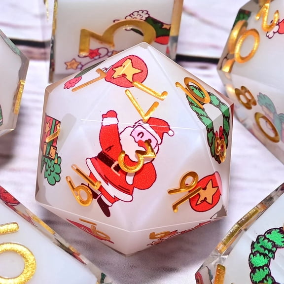 DND Resin Dice 7-Piece Set for Dungeons and Dragons DND 5e RPG Gift, Board Game Tabletop Role Playing Dice Game, Birthday Gift, Christmas, Thanksgiving, Halloween