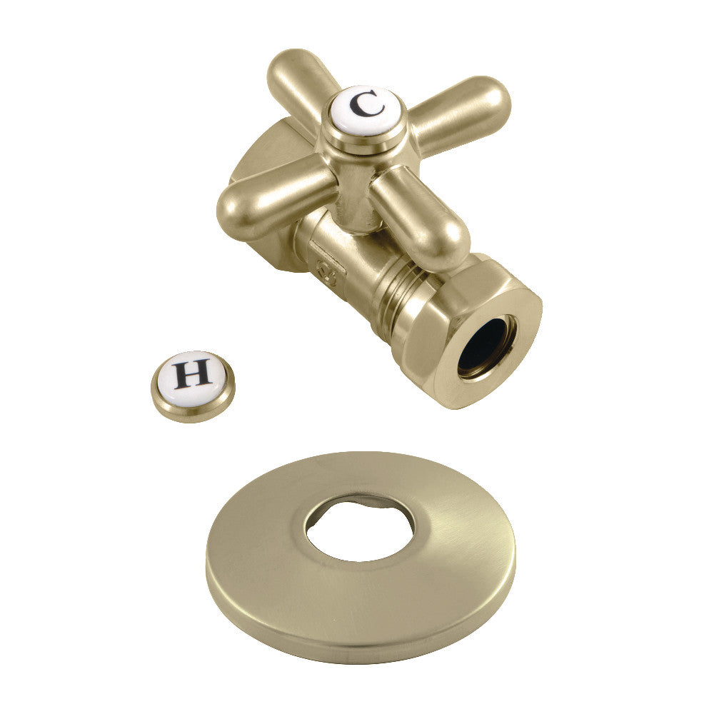 Kingston Brass CC44151XK 1/2" FIP x 1/2" or 7/16" Slip Joint Quarter-Turn Straight Stop Valve with Flange, Polished Chrome