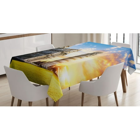 

Italy Tablecloth Place of Miracoli Complex with the Leaning Tower of Pisa in front Tourist Attraction Rectangular Table Cover for Dining Room Kitchen 60 X 84 Inches Multicolor by Ambesonne
