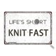 thumbnail image 1 of Letrero de metal con espejo retro con texto "Life Is Short Knit Fast" para decoración del hogar, cocina, baño, granja, jardín y garaje. Tamaño: 8 x 12 pulgadas, 1 of 4