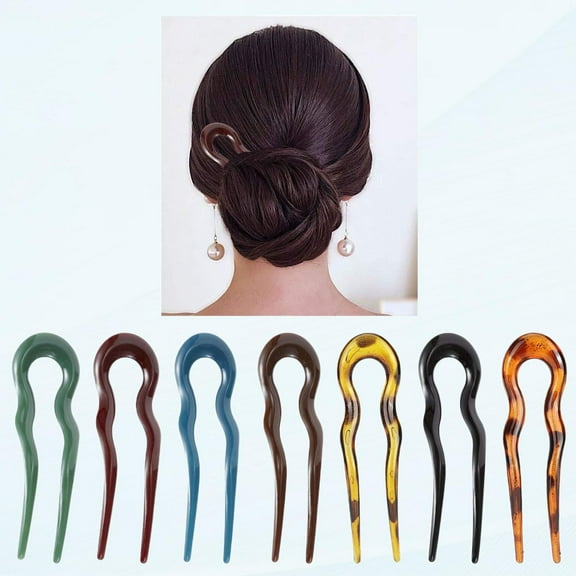 7 Pack Turtle Shell Leopard Pins Hair Fork Plastic Chopsticks Hair Pins Hollow Carved Accessories Maker