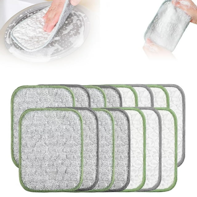 Multipurpose Wire Dishwashing Cloth, 2025 Upgraded Double-Sided Cleaning Cloth, Silver Stainless Steel Cloth and Multi-Layer Cotton Thread, Metal Scrubbing Pads Sponge Cloths for Home Kitchen