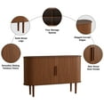thumbnail image 4 of PHOYAL Oval Sideboards Buffets Cabinet, Fluted Sideboard Storage Cabinet with 2 Sliding Tambour Doors, 53.54" * 14.96" * 33.46", Walnut, 4 of 7
