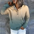 thumbnail image 2 of Busydd Womens Hoodie Fashion Gradient Hoodies Casual Long Sleeve Fleece Sweatshirt Loose Comfort Button Drawstring Pullover Tops with Pocket, 2 of 5