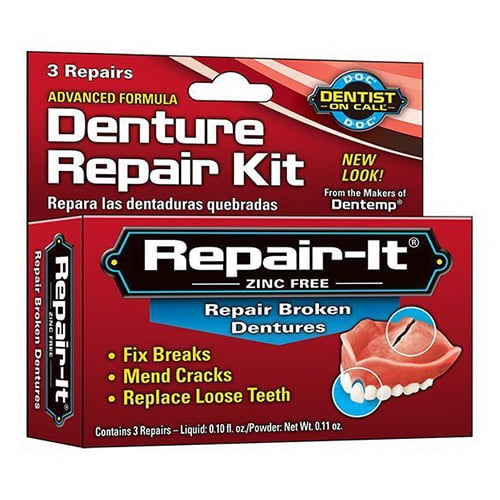 Dentemp Emergency Denture Repair Kit 3 Repairs, 2 Pack