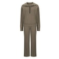 thumbnail image 4 of Sweatpants Outfits Women's 2 Piece Outfits Loungewear Set Oversized Half Zip Sweatshirt Wide Leg Sweatpant Set Sweatsuit Tracksuit Two Piece Jogger Tracksuit S-185 Coffee L, 4 of 6