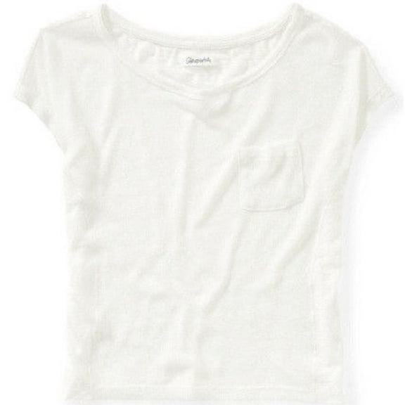 Aeropostale Womens Sweater Front Embellished T-Shirt, White, Juniors, Large