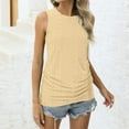 thumbnail image 6 of LEBONYARD Tank Tops for Women 2024 Trendy,Women's Summer Loose Casual Solid Round Neck Tank Top In Large Size Yellow XXL, 6 of 8