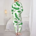 thumbnail image 3 of Pajama Sets for Women 2 Pcs, green Cucumber Button Down Long Sleeve Sleepwear Lounge PJ Sets, 3 of 6