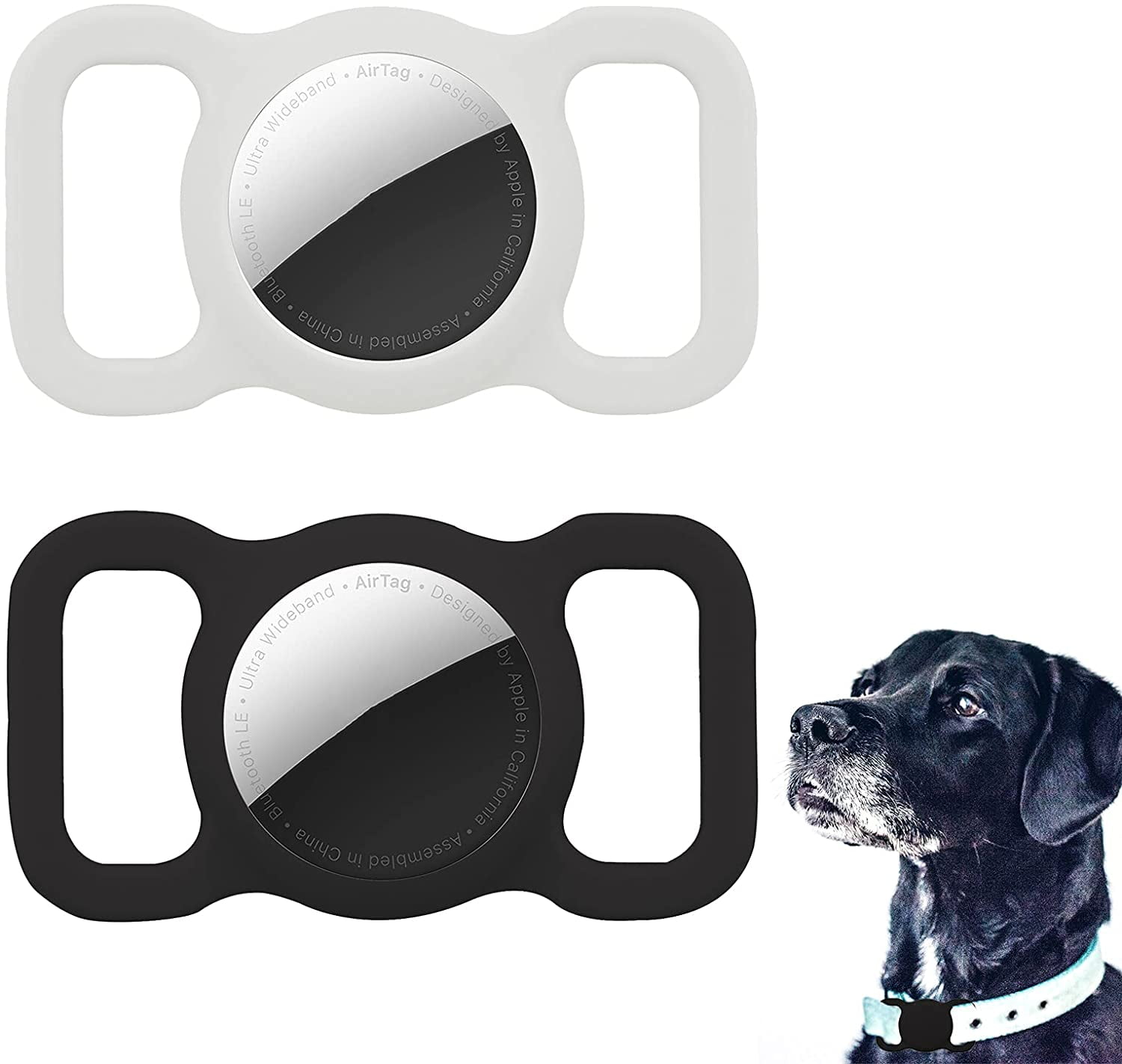 Lightweight Anti-Scratch Anti-Lost 2 Pack Silicone GPS Finder Dog Cat Collar Pet Loop Holder Black+Purple 2Pack Protective Case Compatible for AirTag 2021