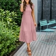 thumbnail image 4 of IDALL Summer Dresses,Petite Dresses Women Summer Casual Midi Maxi Dress Boho Sleeveless Smocked A-Line Long Dress Elegant Dresses,Modest Dresses,Womens Dresses Pink Dress S, 4 of 8