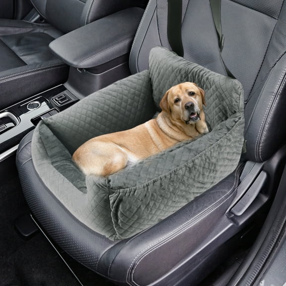 Unique Bargains Dog Car Seat Booster for Small Medium Dogs Safe and Comfortable for Easy Cleaning with Seat Belt Gray