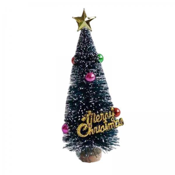 Mini árbol de Navidad artificial,Mini adorno de decoración de árbol de Navidad Hogar,Árbol de cepillo de botellas pequeño Árbol de Navidad en miniatura,Centros de mesa artificiales para