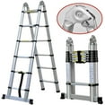 thumbnail image 6 of Aluminum Telescoping Ladder A-Frame 2 in 1 Versatility Ladder - As 6 FT Herringbone Ladder or 12FT Standard Type Ladder, Multi-Purpose Folding Ladders for Home, Roof, Rv, with Ladder Stabilizer Bar, 6 of 7
