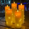 thumbnail image 2 of Flameless Candles, with Embedded String Lights, 5-Piece LED Candles, with 10-Key Remote Control, 24-Hour Timer Function, Dancing Flame, Real Wax, Battery-Powered(Batteries not Included)., 2 of 7