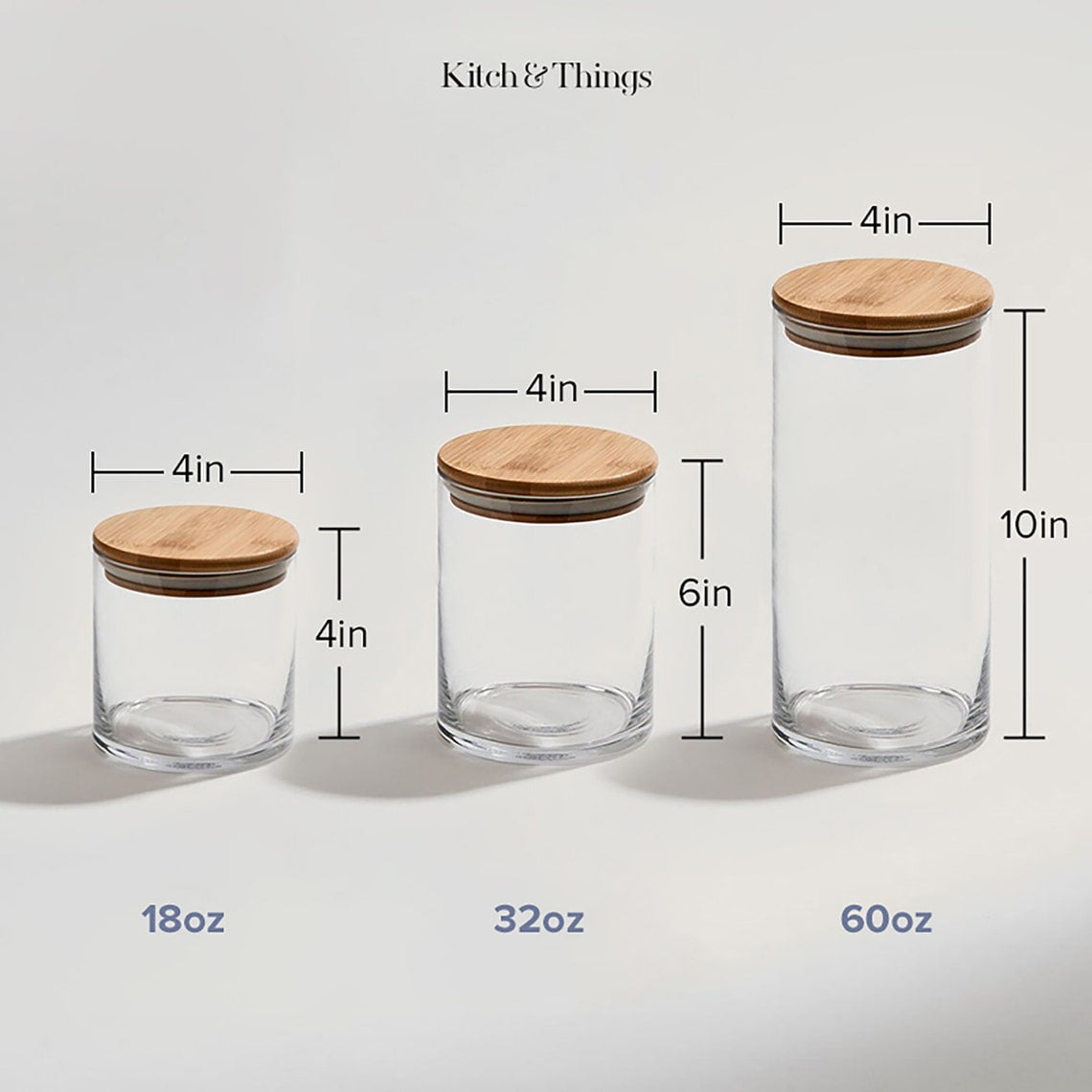 The Ampla - 60oz - Set of 6, Bamboo Seal Glass Jar