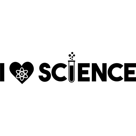 I Heart Science Love Experiment Vial Tests Atomic Orbital Wall Decals for Walls Peel and Stick wall art murals Black Large 36 Inch