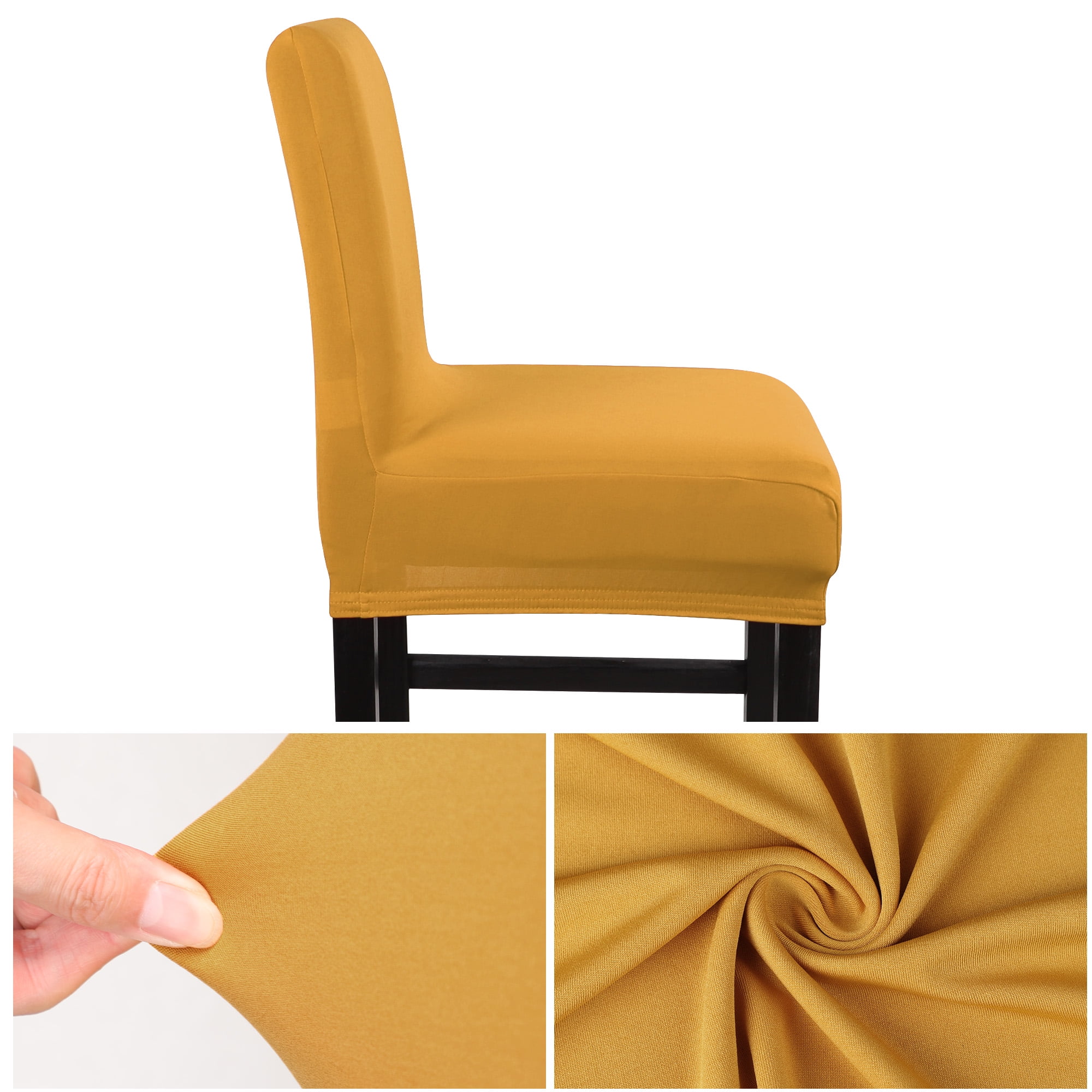 Unique Bargains Bar Stool Covers Counter Height Side Chair Slipcover Gold 2 Pcs