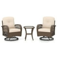 thumbnail image 2 of Costway 3 PCS Patio Swivel Rocker Set Gliding Bistro Furniture Set with Tempered Glass Table Beige, 2 of 9