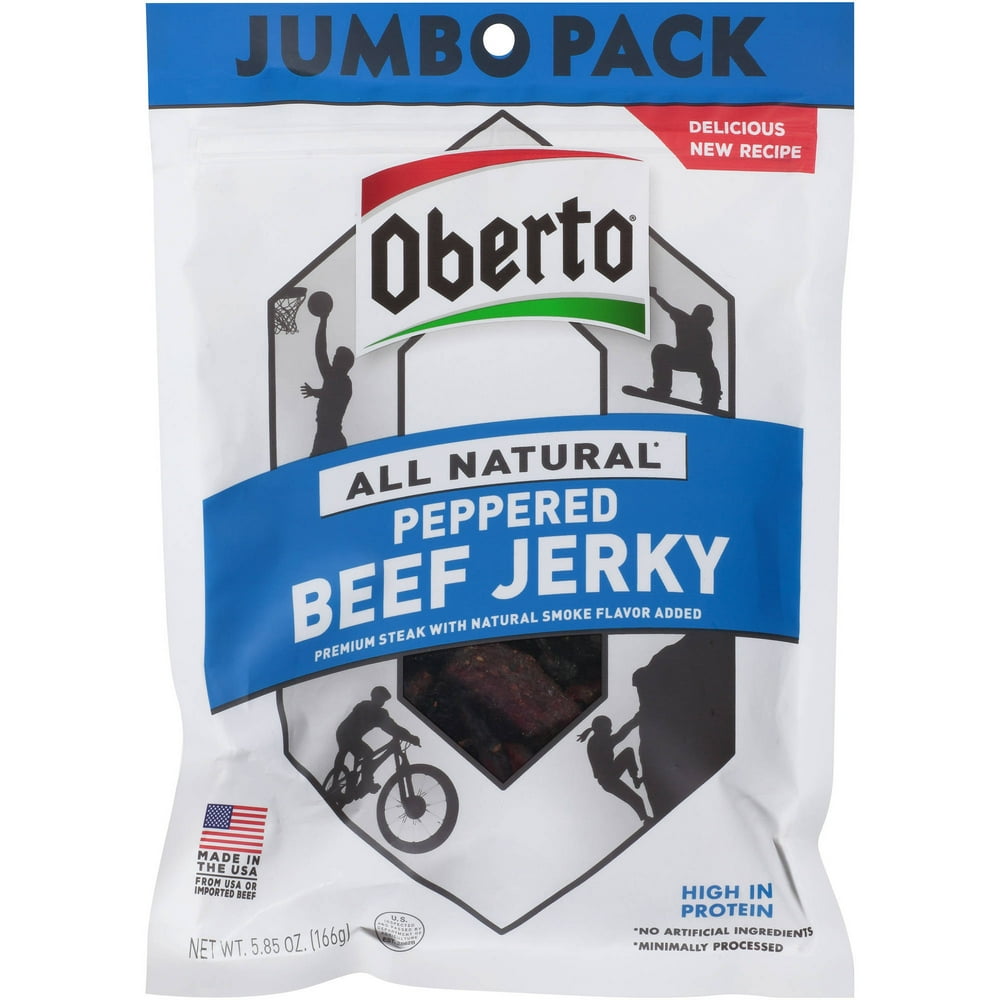 Oberto All Natural Peppered Beef Jerky Jumbo Pack, 5.85 Oz. Walmart