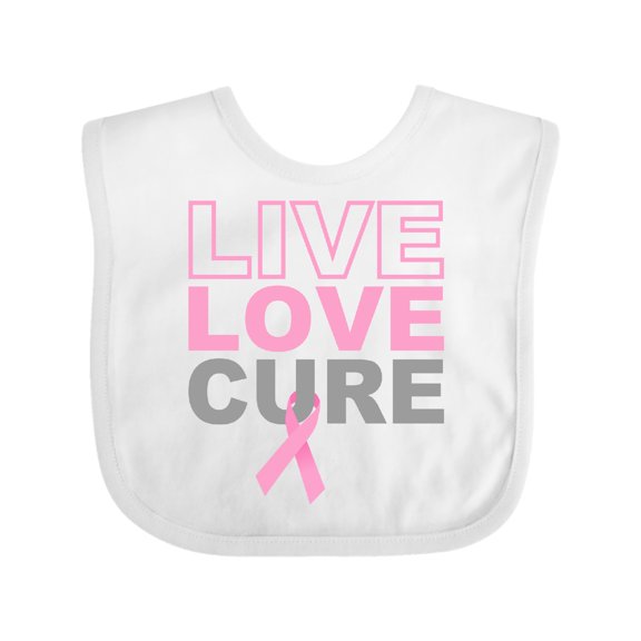 Inktastic Live Love Cure Breast Cancer Boys or Girls Baby Bib