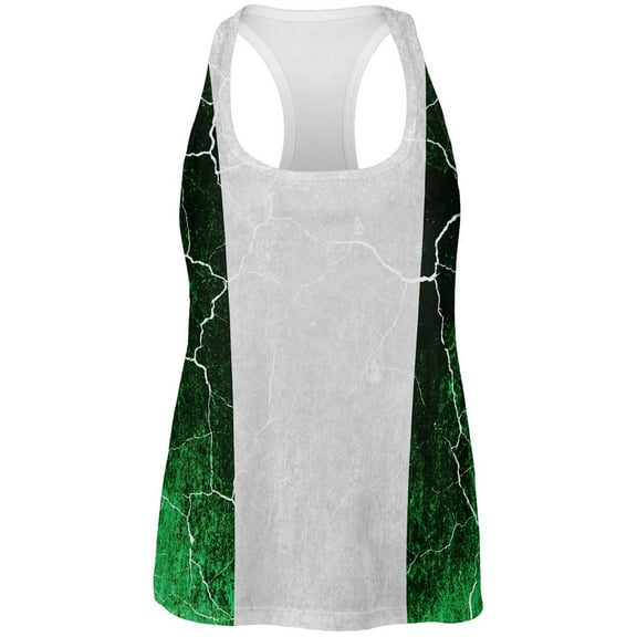 Distressed Grunge Flag of Nigeria All Over Womens Work Out Tank Top Multi X-LG