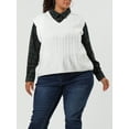 thumbnail image 2 of GRACE & GRANDEUR Women's Plus Sweater Vest V Neck Solid Plaid Knit Vests, 2 of 6