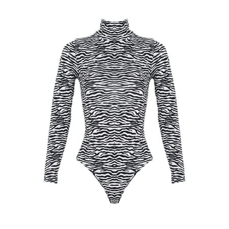 

Print Bodysuit Long Sleeve Slim Jumpsuits Short Romper Party Club Casual Bodysuits S