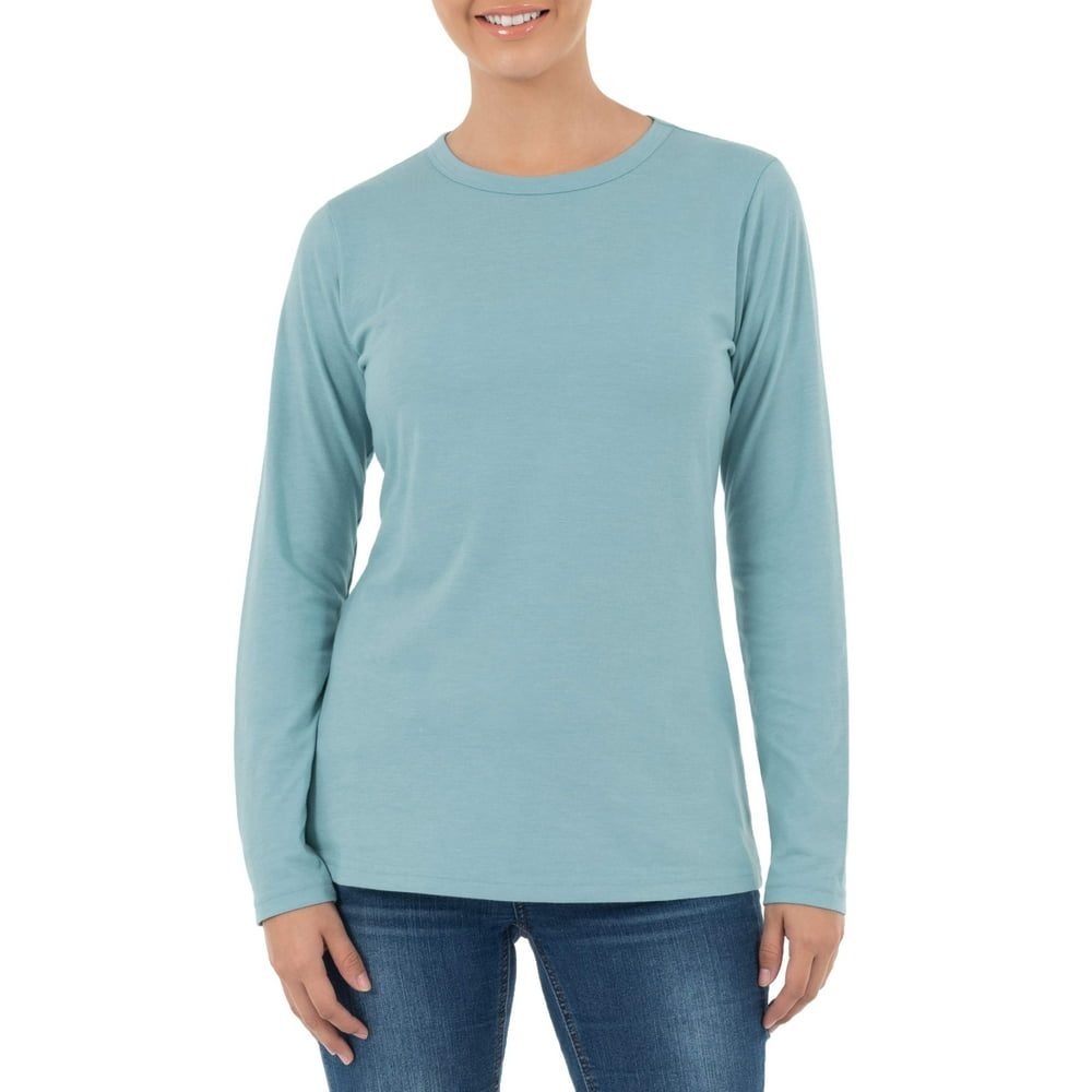 Time and Tru - Time And Tru Women's Long Sleeve Crew Tee - Walmart.com ...