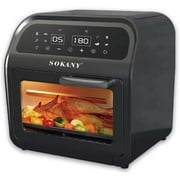 SOKANY SK-ZG-8032 Multifunctional Digital Air Fryer+ Rotisserie, Dehydrator, Convection Oven, Fry, Roast, Dehydrate, Bake, XL 16L Family Size, Large Easy-View Window, Black