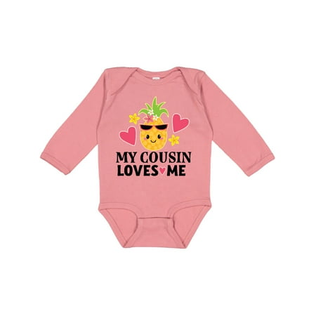 

Inktastic My Cousin Loves Me Pineapple Girls Long Sleeve Baby Bodysuit