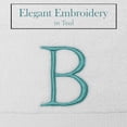 thumbnail image 3 of Teal and White Bathroom Hand Towel - Monogrammed Luxury Hotel Quality Decorative Towel for Powder Room - GOTS Organic Certified - Set of 2 Letter B, 3 of 7